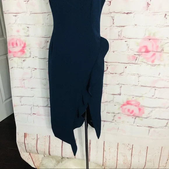 Bardot Carmelle blue ruffle slit Cocktail Dress - Picture 7 of 15